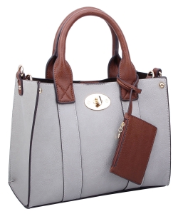 Faux Leather Mini Satchel Crossbody Bag WU061  GRAY